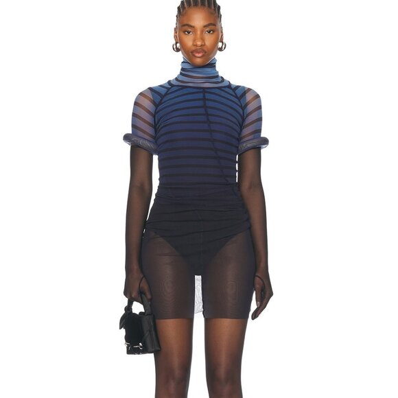 Jean Paul Gaultier 3d Collar Short Dress in Black, Navy, & Light Blue - Picture 1 of 9